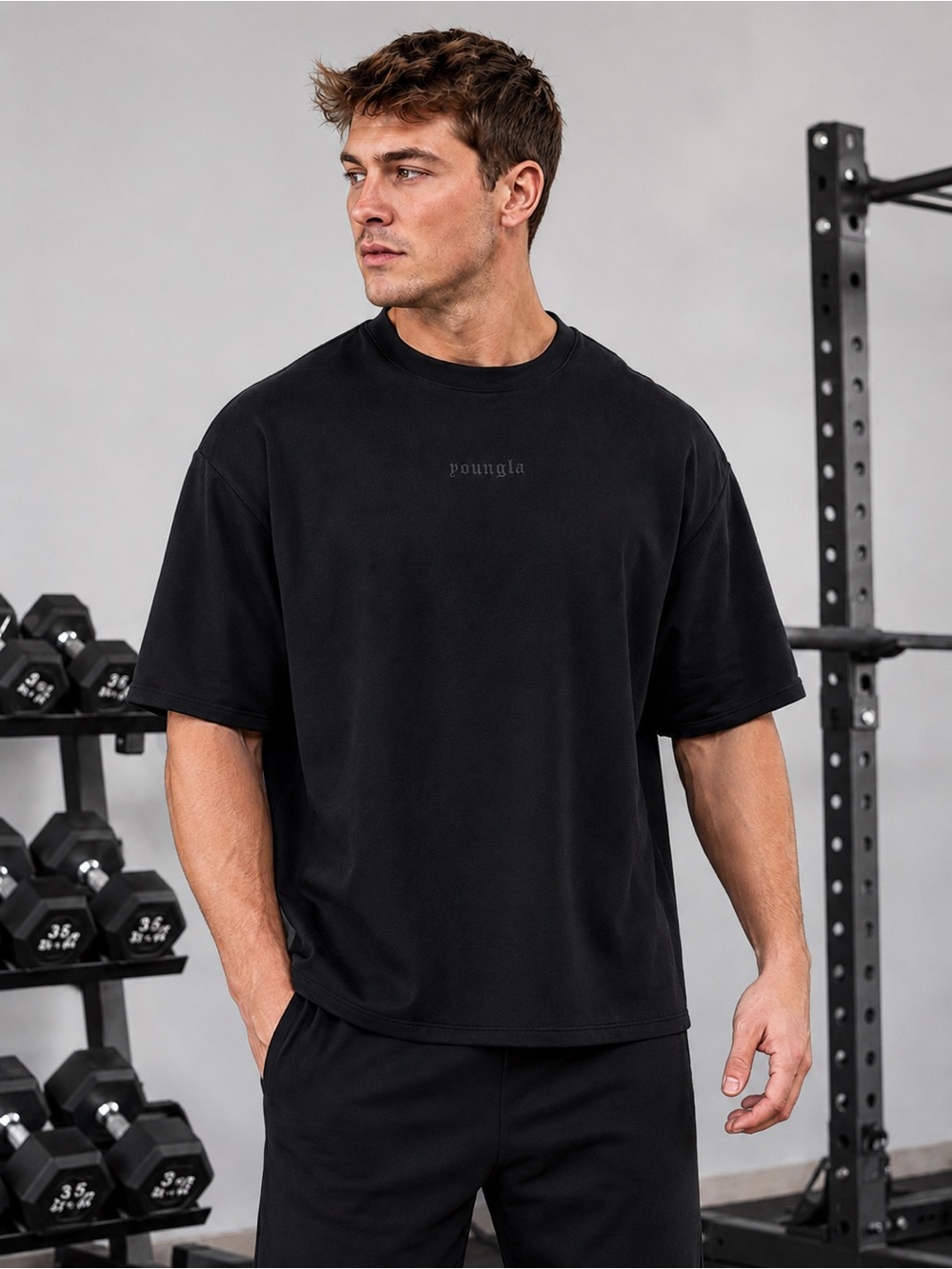 YoungLA 4161 Soft AF Tee – Men’s XXL Oversized Black Modal Blend Shirt